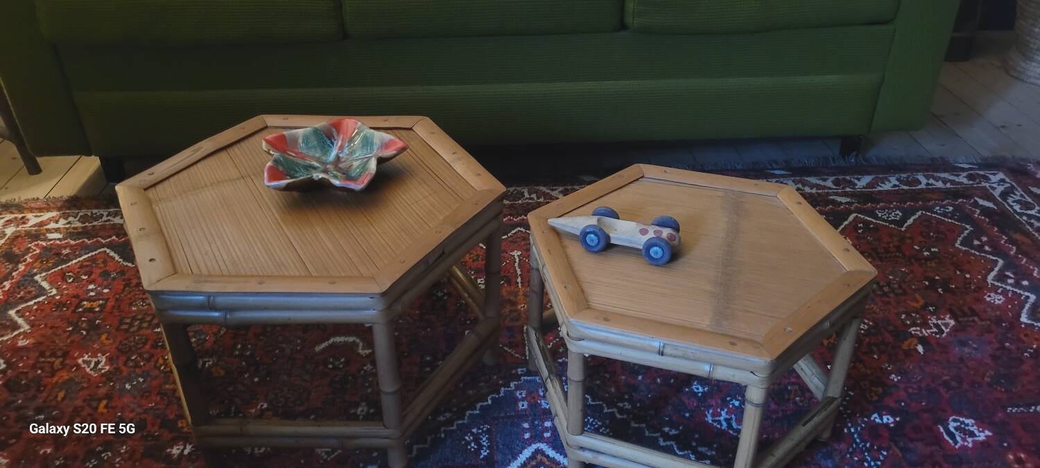 70's bamboo coffee tables