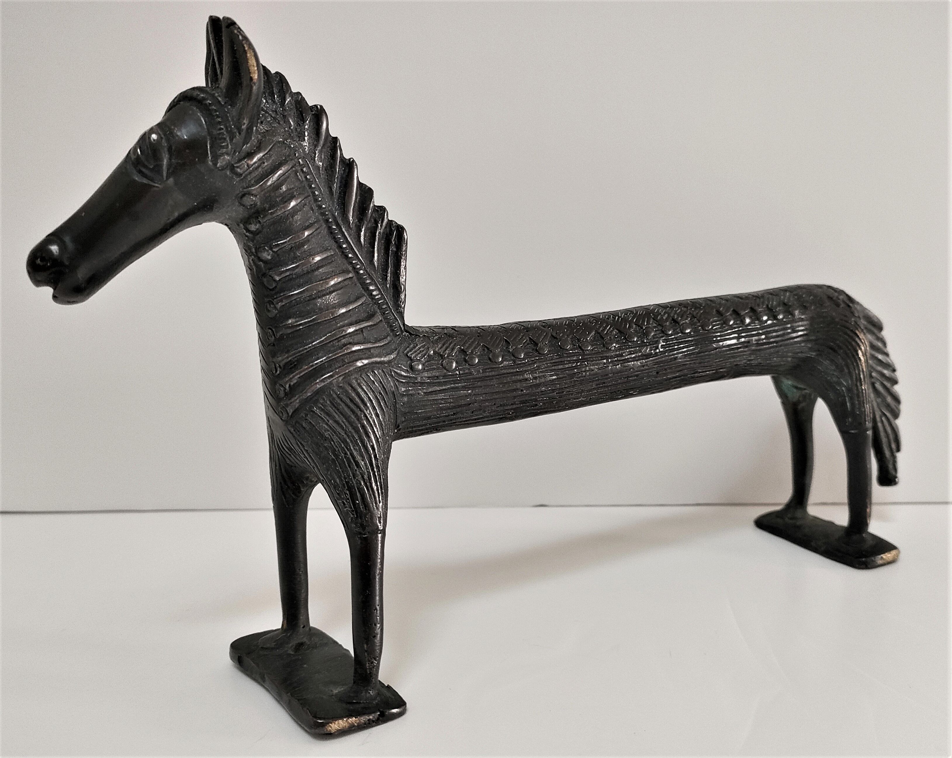 Horse sculptural brass solid patina black design