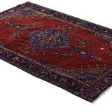 Tapis ancien oriental – rouge brique et bleu 180 cm x 107 cm