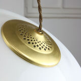 Mid-century Cascade Brass and Opaline Pendant Lamp