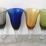 Set of four colored blown glasses