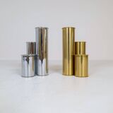 Modern Swedish candle holders in brass and steel, Englesson, Sweden, 1970s