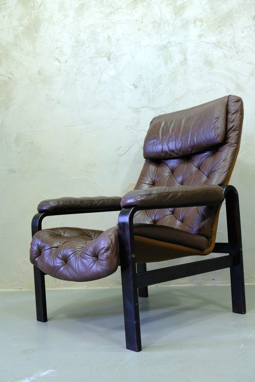 Mid-century Finnish leather lounge chair by Oy BJ Dahlqvist for BD Furniture, 1960s