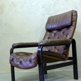 Mid-century Finnish leather lounge chair by Oy BJ Dahlqvist for BD Furniture, 1960s