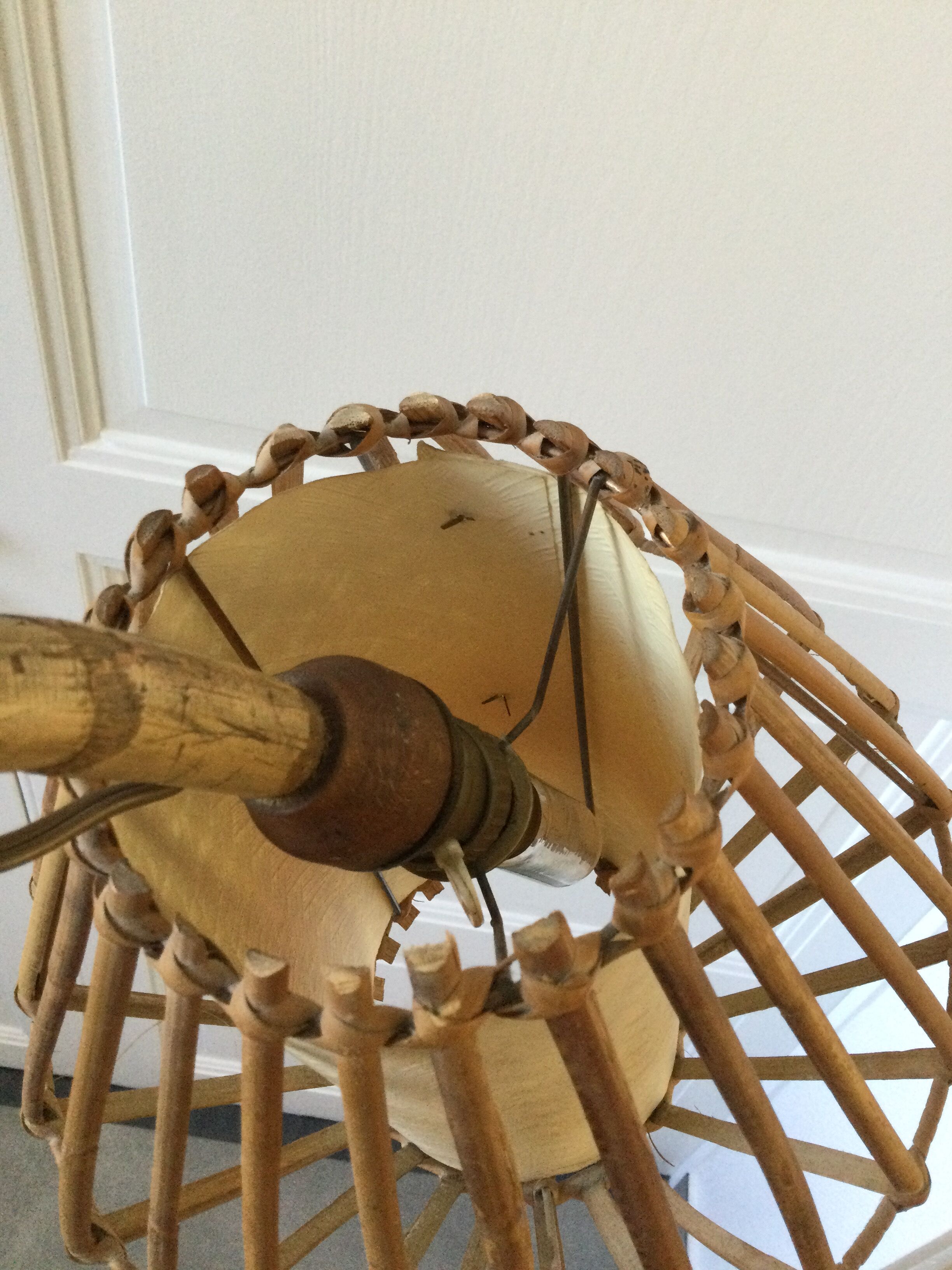 Floor lamp 60s bamboo rattan
