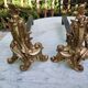 Pair of gilded bronze andirons Louis XV