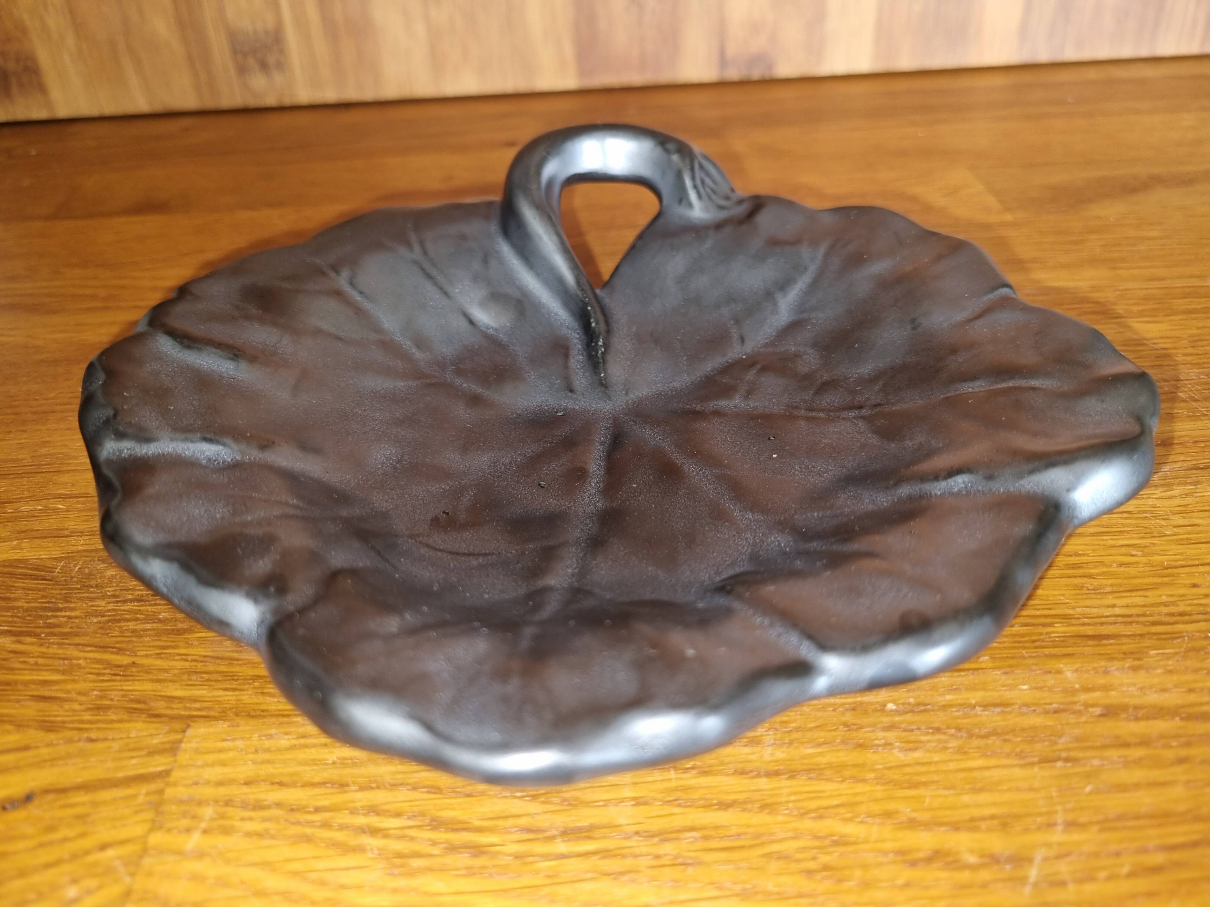 Vintage 1950s Vallauris black matte ceramic pocket bowl.