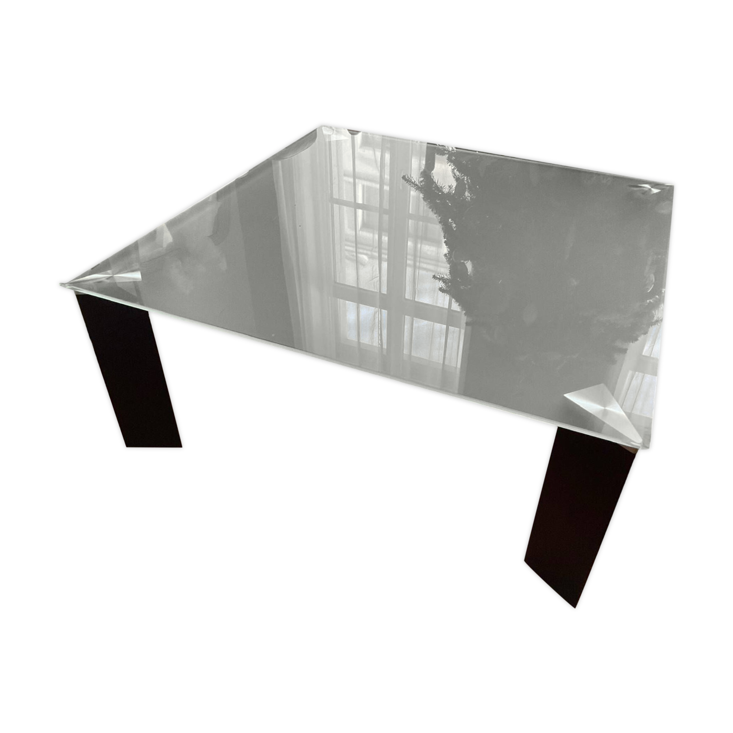 Square glass coffee table