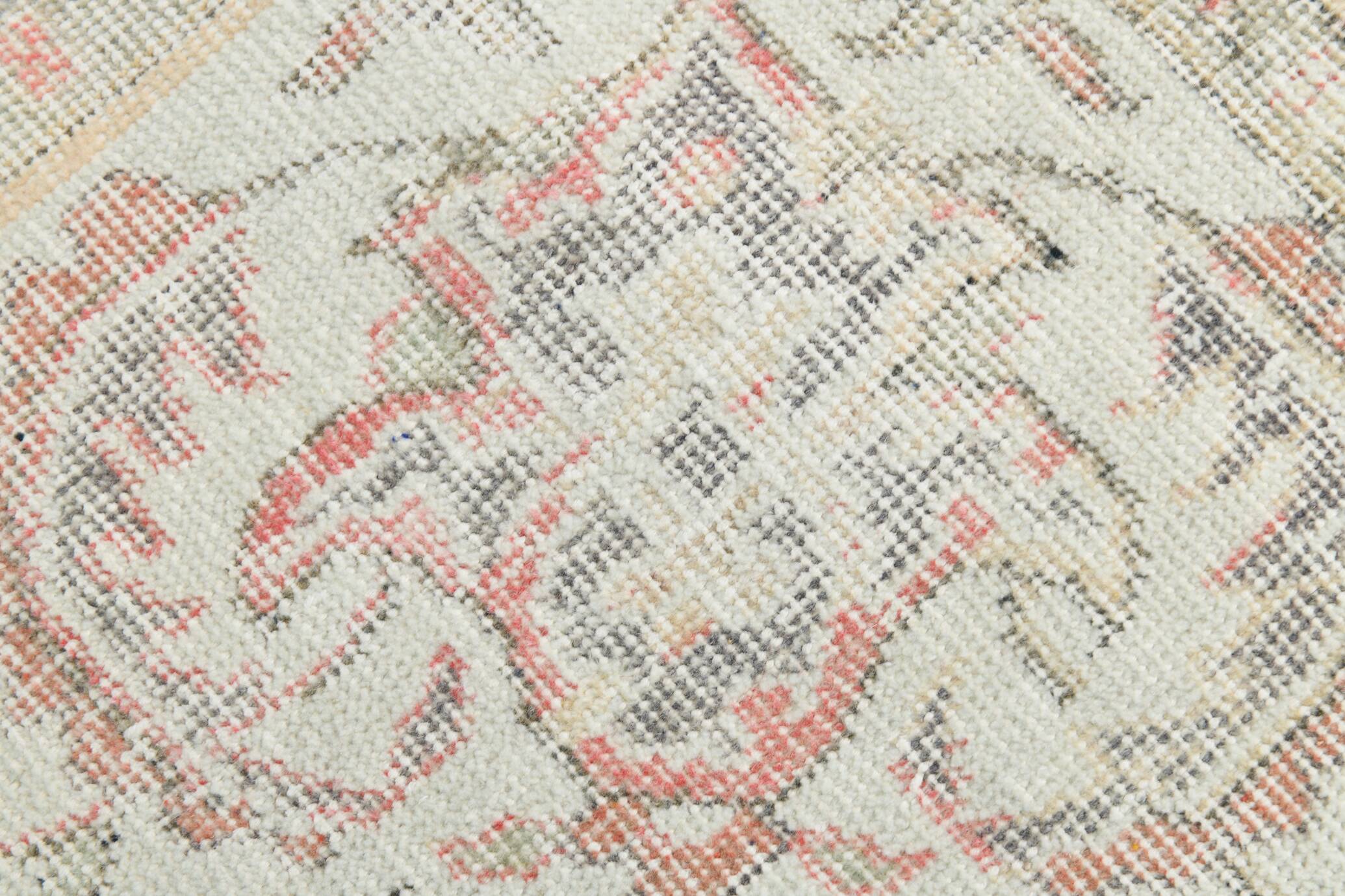 7x10 Vintage Soft Red & Beige Vintage Oushak Area Rug, 207x310 Cm