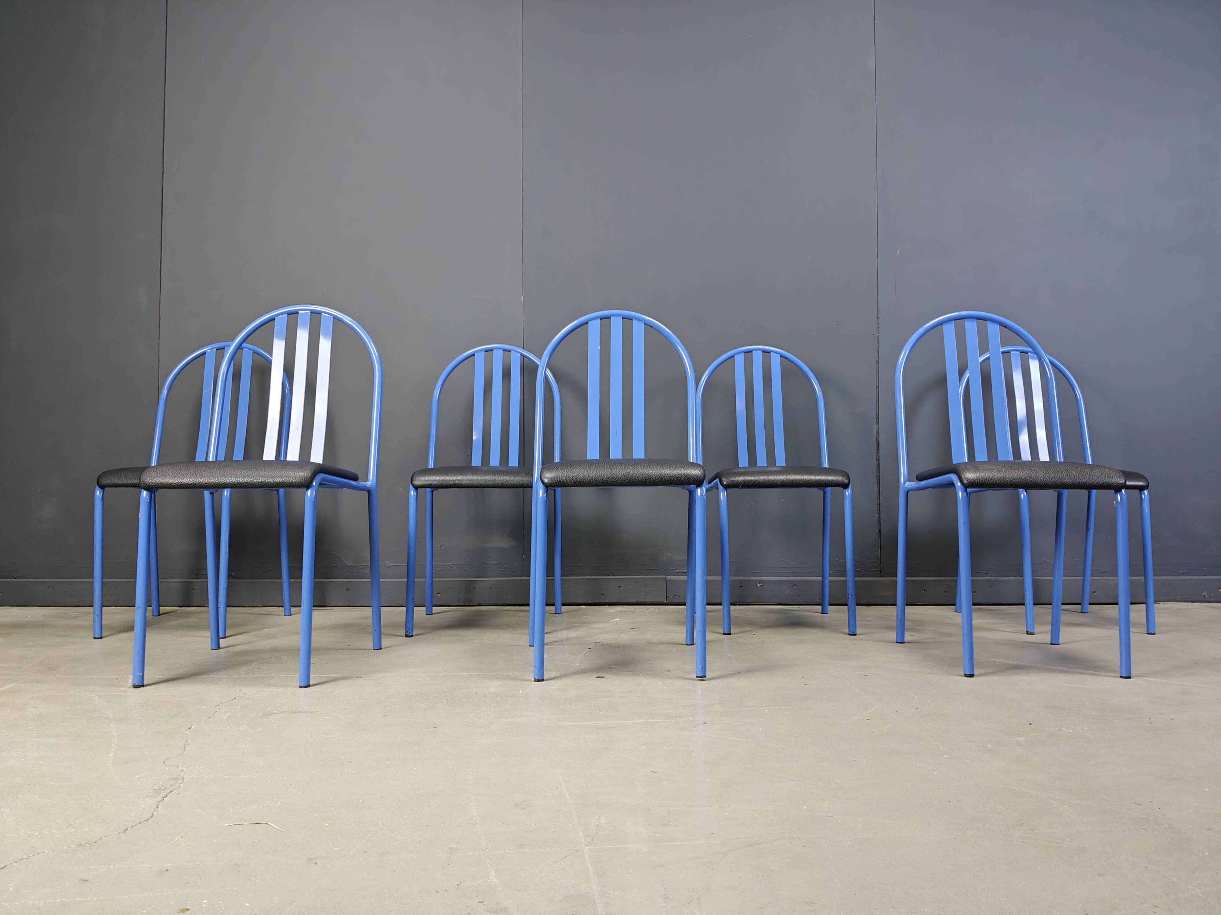 Set of Nr 222 chairs by Robert Mallet-Stevens, 1980s, Set of 7