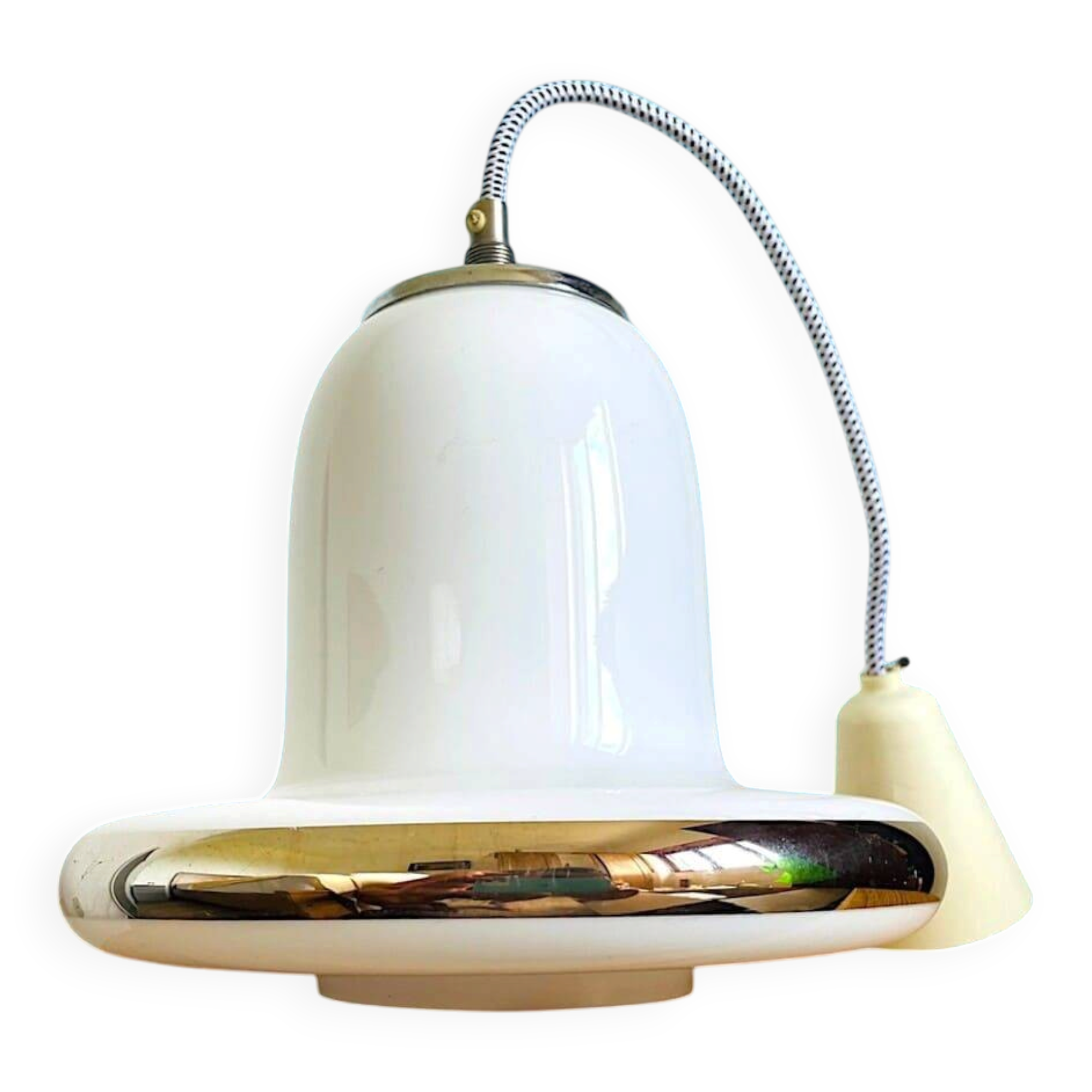 Danish Modern opaline glass hanging lamp