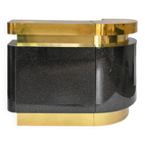 Bar in black lacquer and gilded brass by Jean-Claude Mahey for Maison Romeo.