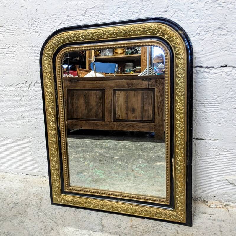 Louis-Philippe black and gold mirror 58x46cm
