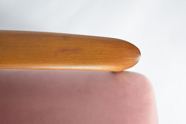 Fauteuil GFM-64 original, designer E.Homa, années 1960, rembourré, velours rose