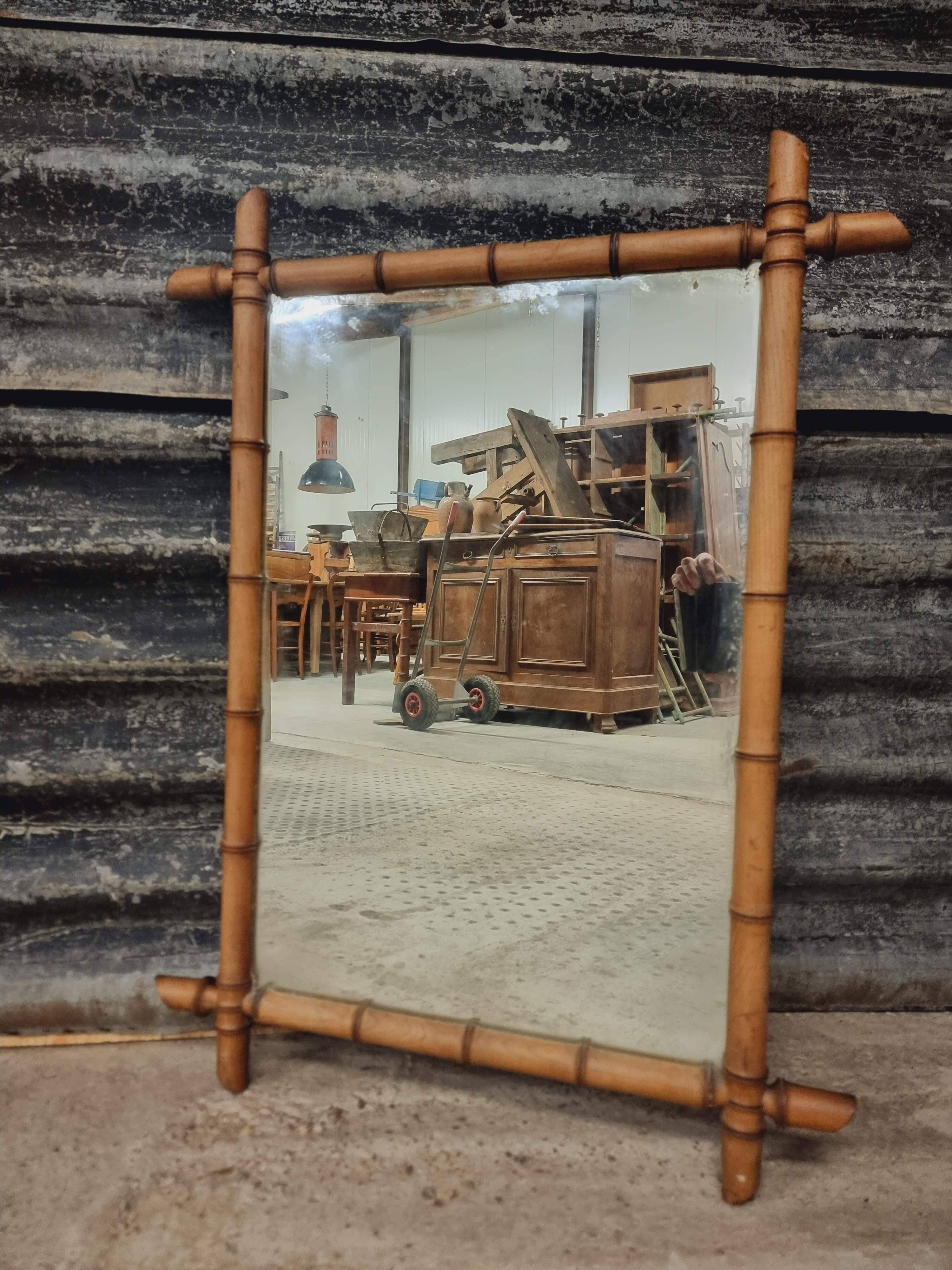 Antique Faux bamboo mirror 73 x 95 cm
