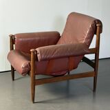 Admiral armchair by Eric Merthen, in leather and rosewood