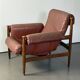 Fauteuil Amiral d'Eric Merthen, en cuir et palissandre