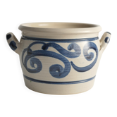 Jar en grès d'art populaire avec motif floral bleu cobalt du Westerwald, Allemagne
