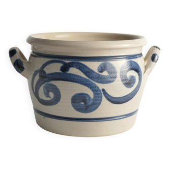 Folk Art Stoneware Jar with Cobalt Blue Floral Motif from Westerwald, Germany