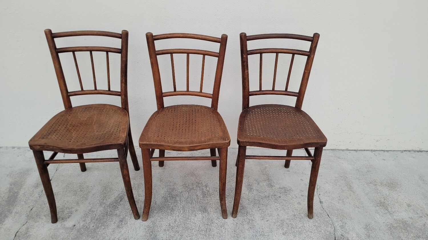 Set of 3 old Thonet bistro chairs