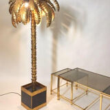 Floor lamp in the shape of a golden metal palm tree of 181 cm