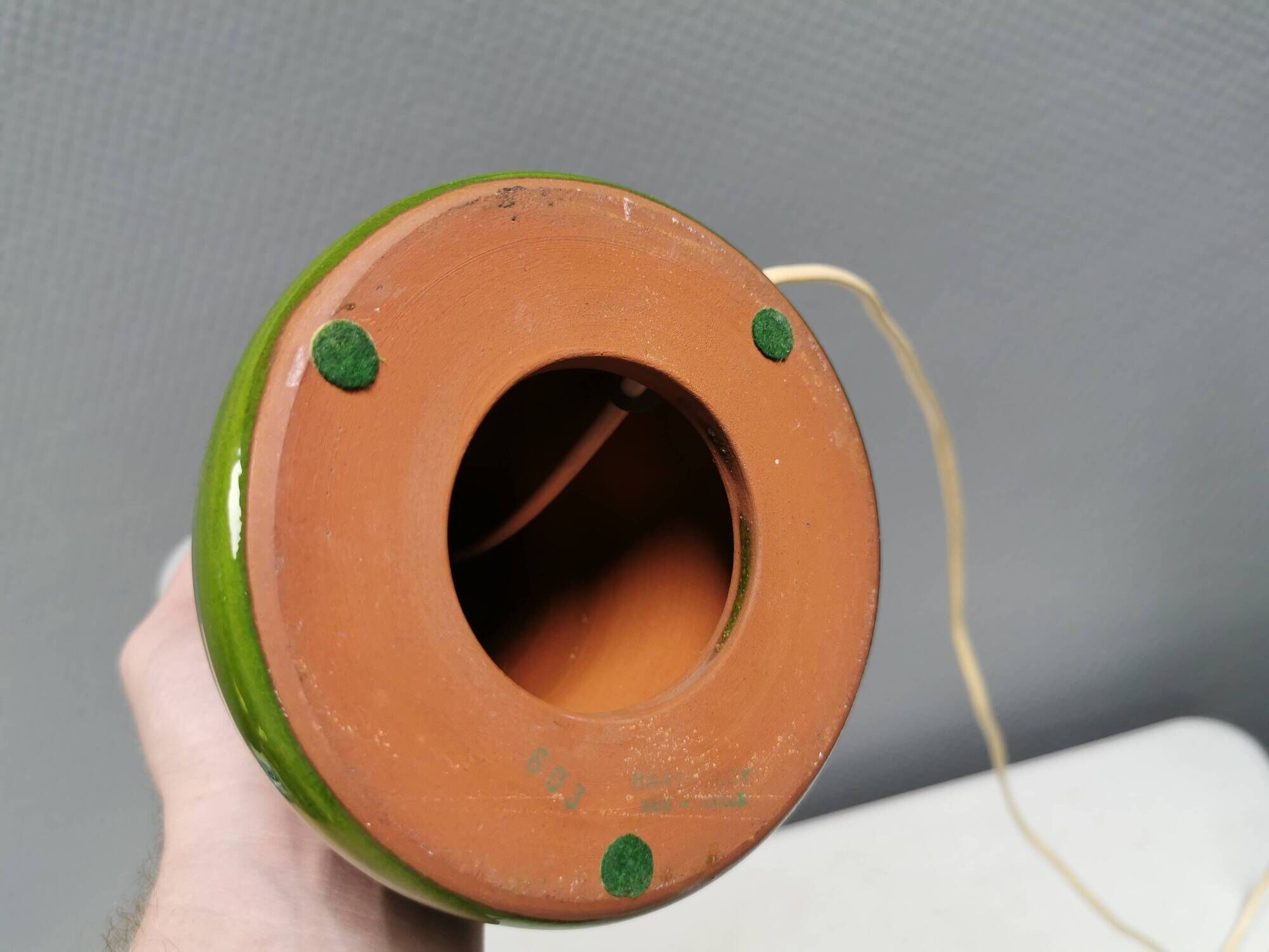 Lampe de table en émail vert de Bartholdy Ceramics, années 1960-70, Danemark.