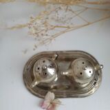 Set three pieces salt shaker and pepper teapots miniature teapots