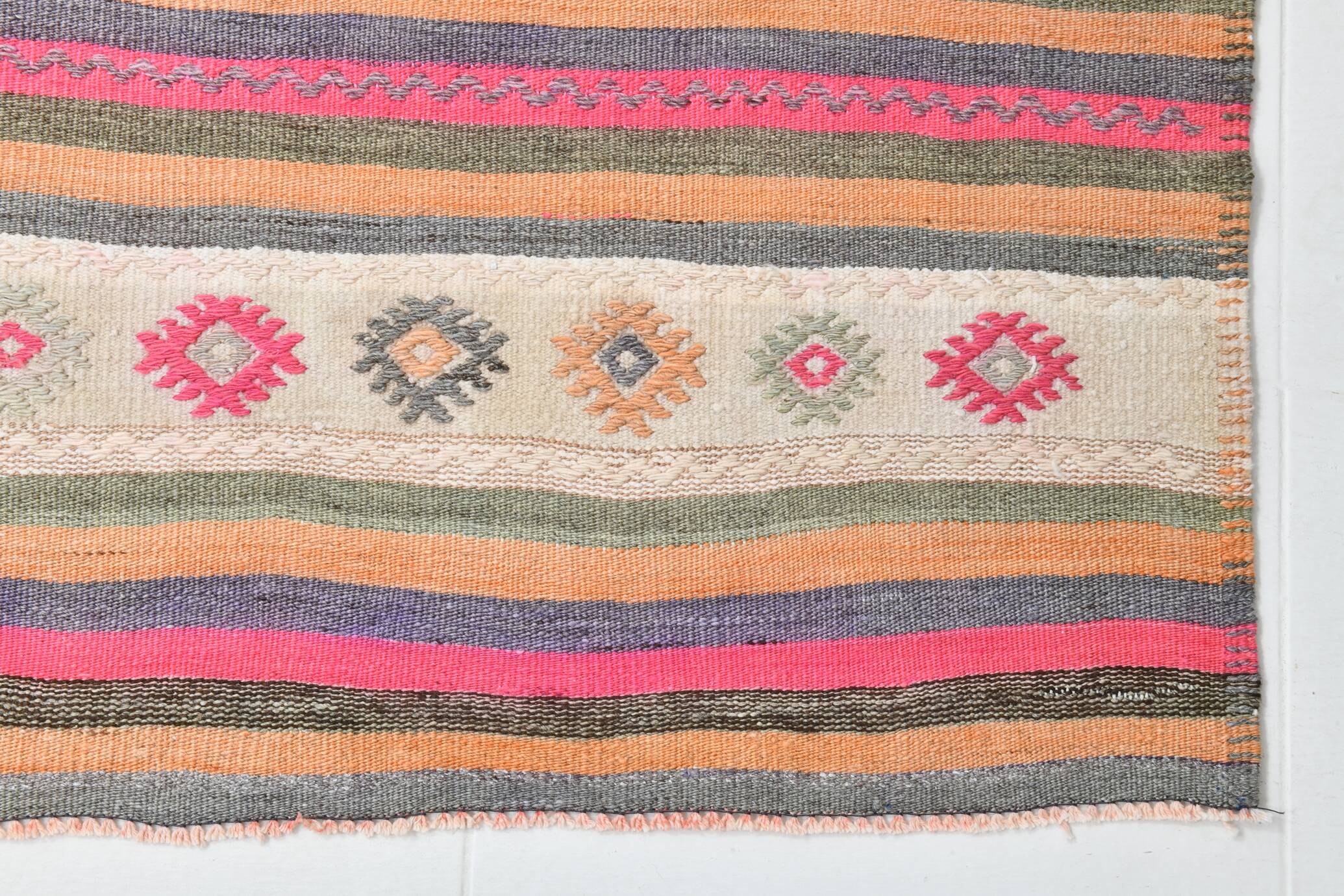 5x7 Multicolor Striped Kilim Rug, Traditional Oriental Carpet, 142x203 Cm