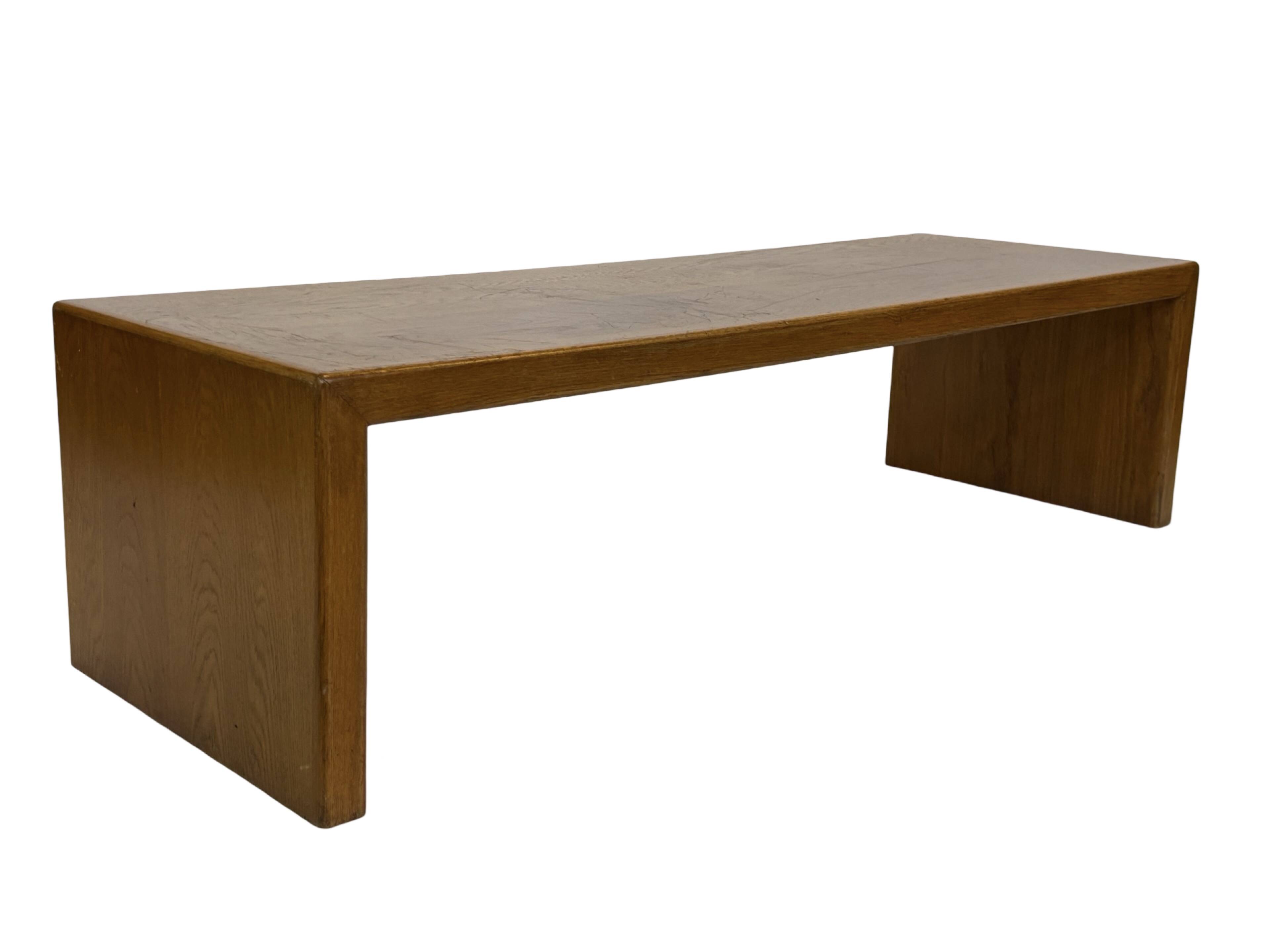 Minimalist vintage teak wood small solid bench