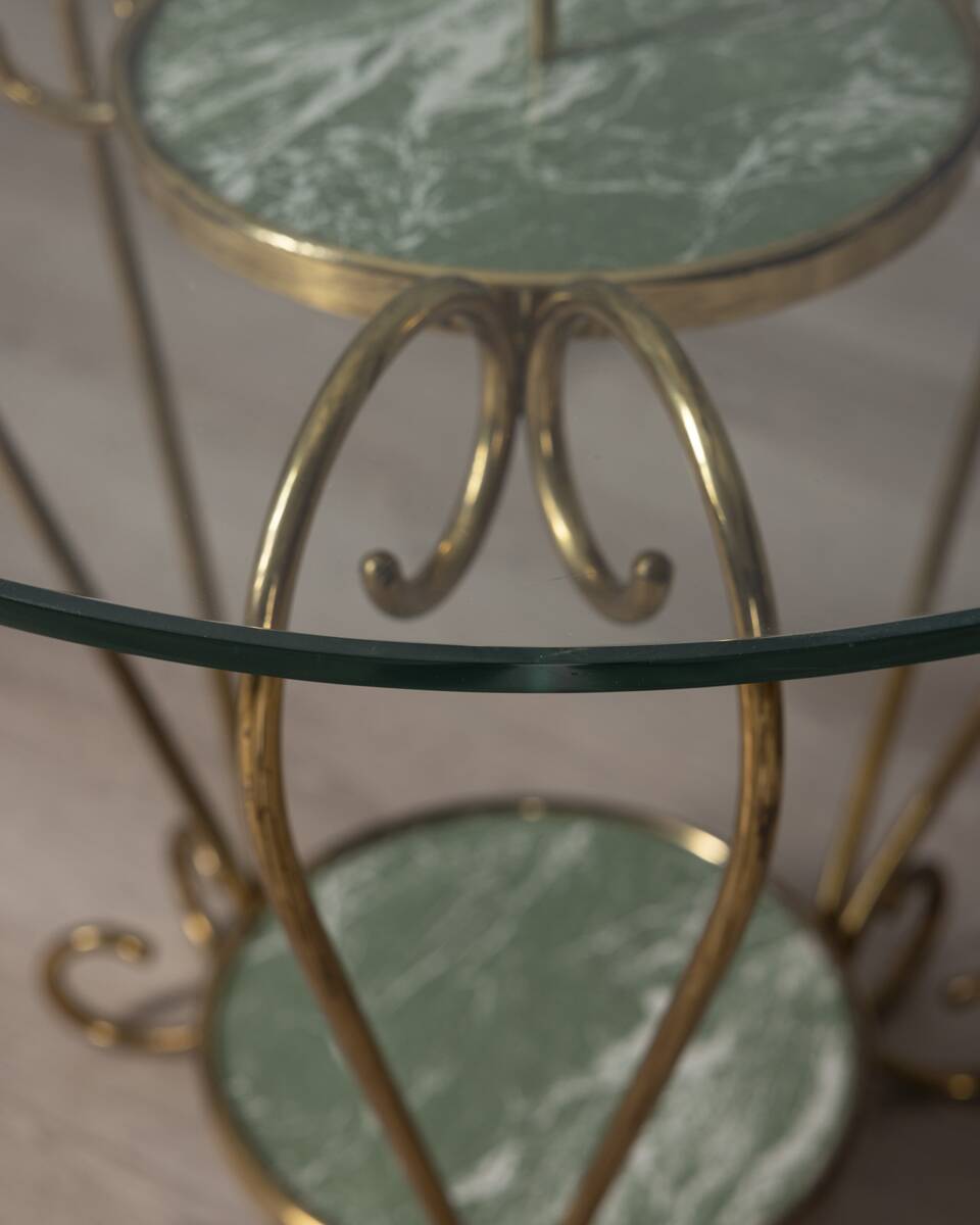 Vintage 1950s golden brass and glass coffee table Italian design