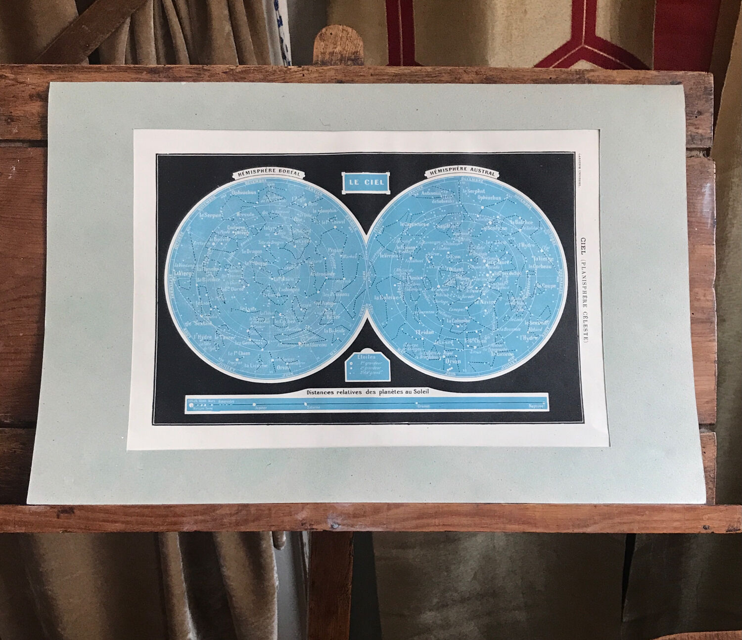 Sky, hemispheres, original printing plate