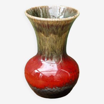 Vallauris red and khaki vase