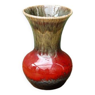 Vase Vallauris rouge et kaki