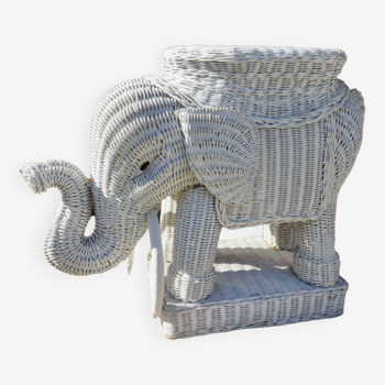 Table d'appoint ou bout de canapé en rotin "elephant" années 60 70