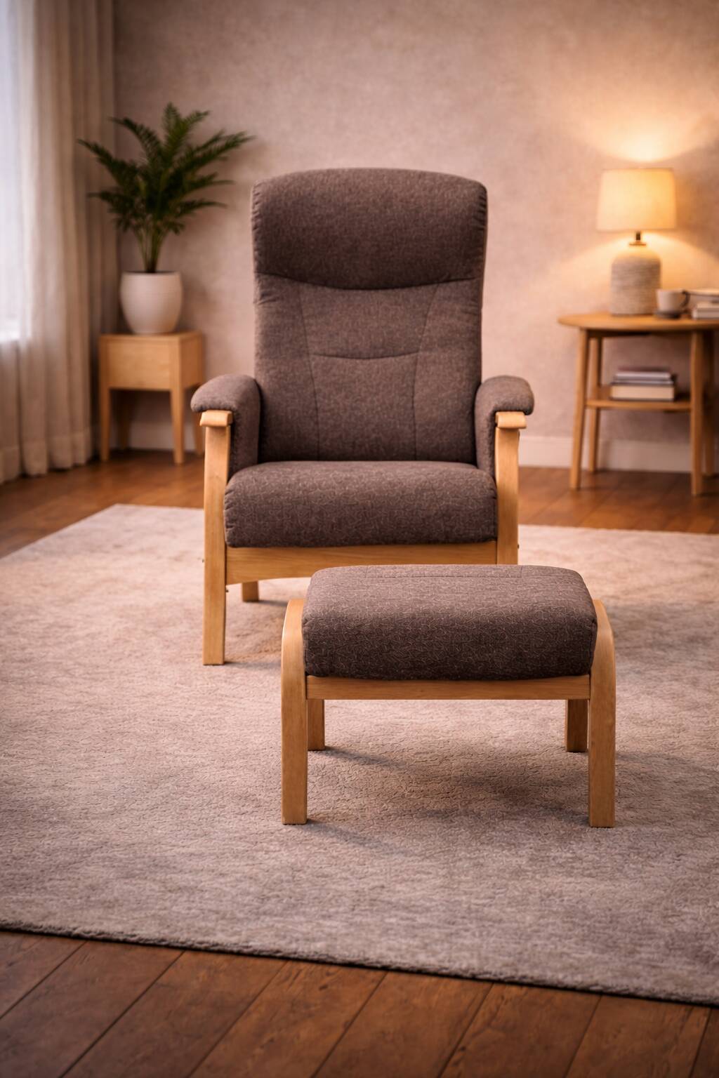 Hjort Knudsen — Armchair with Matching Footstool — Adjustable Backrest — Mo