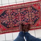 Handmade vintage Persian Hamadan rug 74cm x 129cm, 1960s