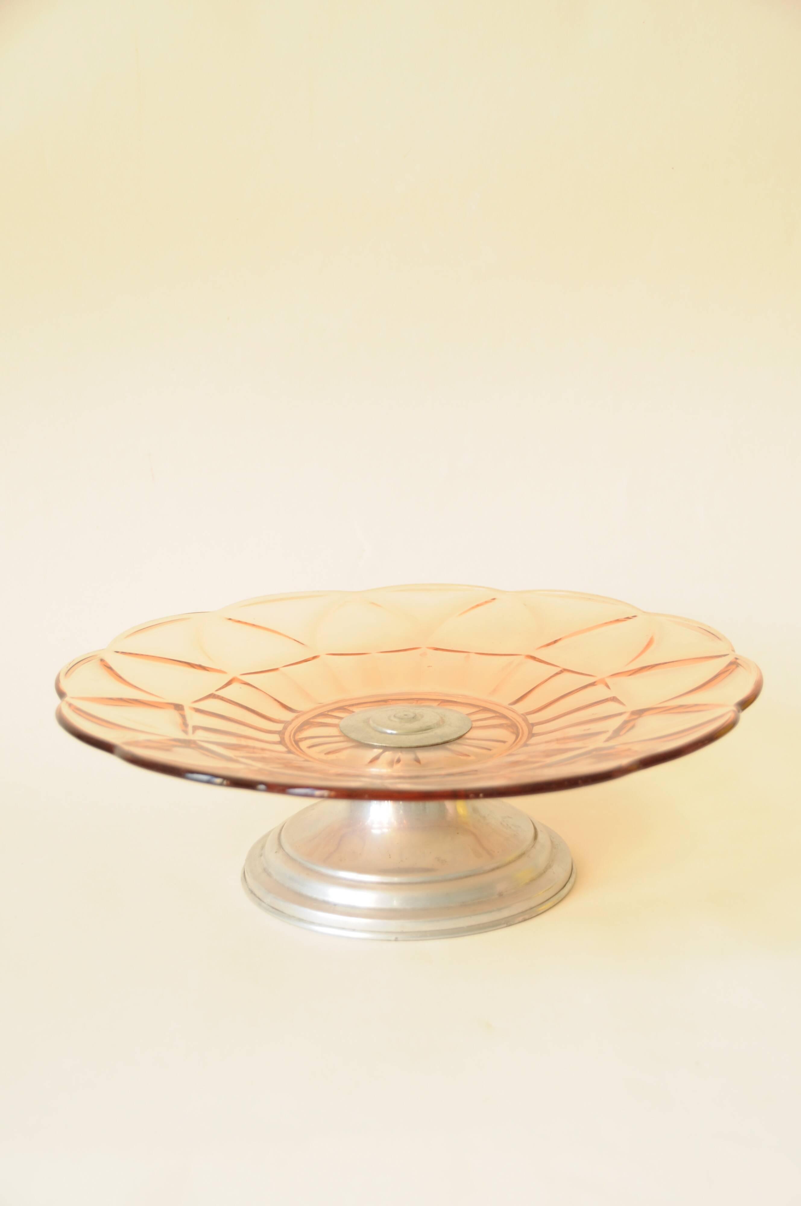 Art Deco Pink Glass Fruit Bowl