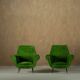 Green velvet armchairs by Gigi Radice, Italy 1950s set of 2