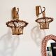 Pair of rattan wall lights