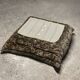 Vintage Togo pouf in brown Liberty print velvet with floral pattern by Ligne Roset (rare)