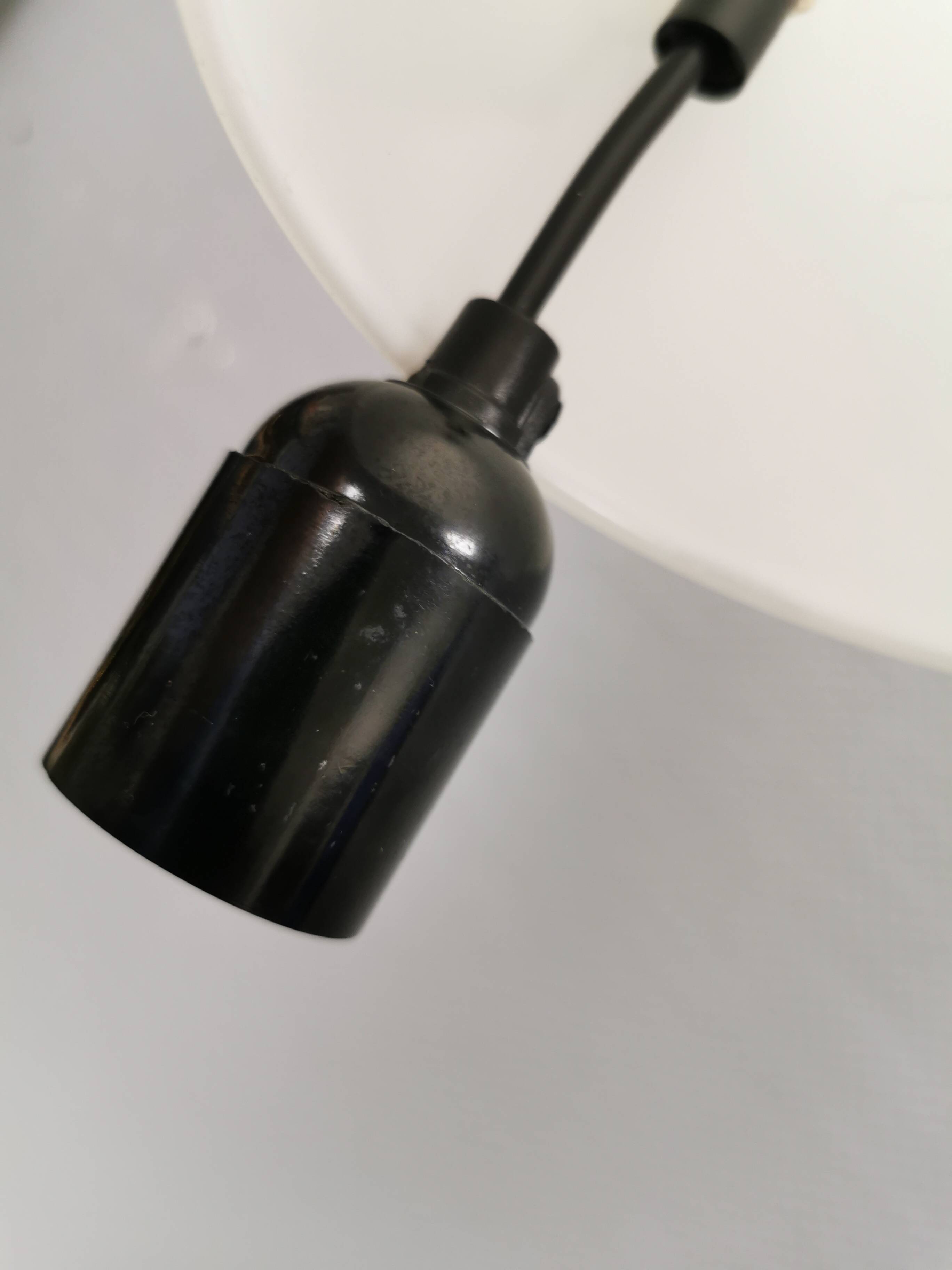 French hanging lamp in milky white glass, model gin fizz, produced by sce