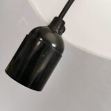 Lampe à suspension française en verre blanc laiteux, modèle gin fizz, produite par sce