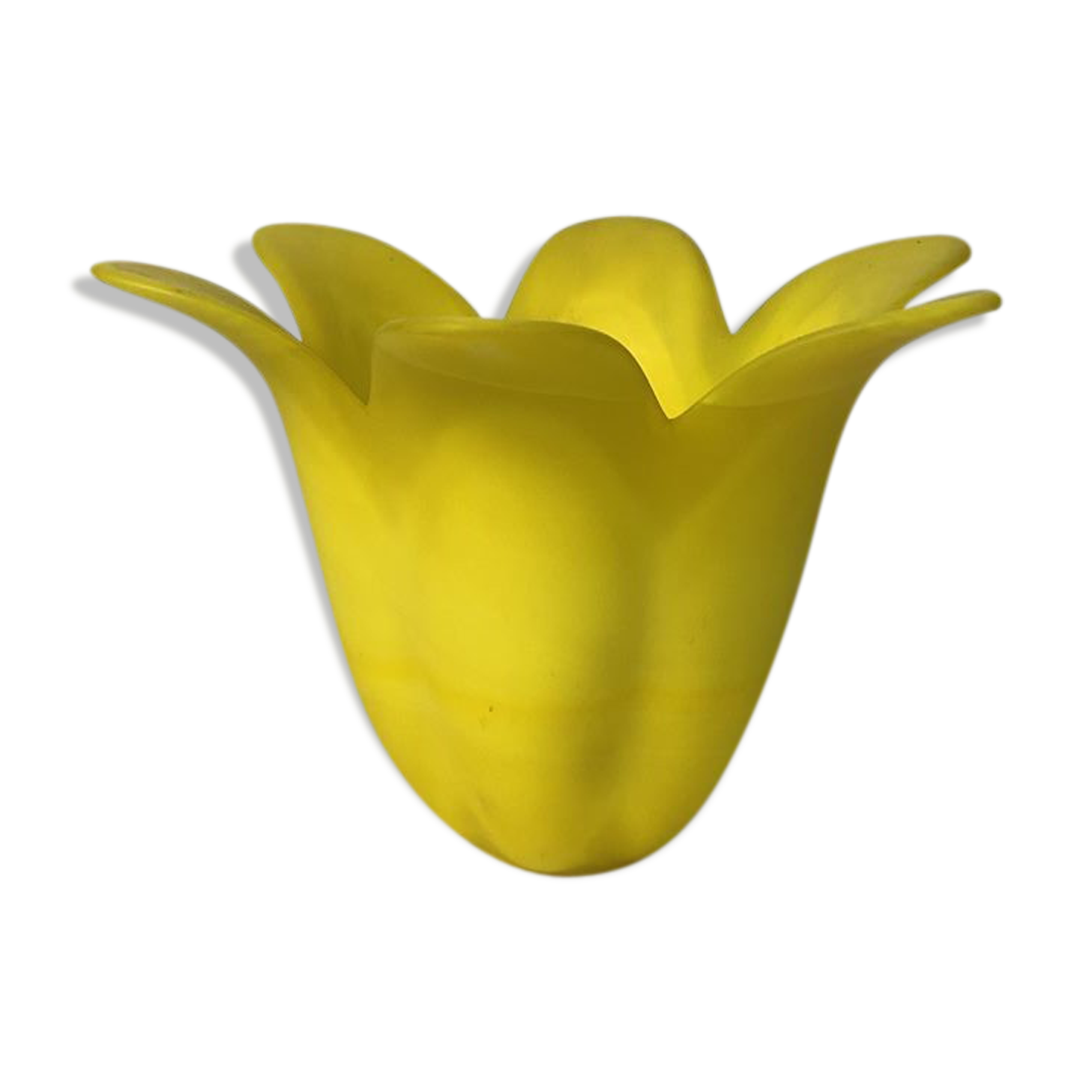 Small vase made of yellow glass paste, tulip shape blooms