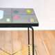 End table / selette in ceramic, black iron and yellow scoubidou, Psyché, 1960
