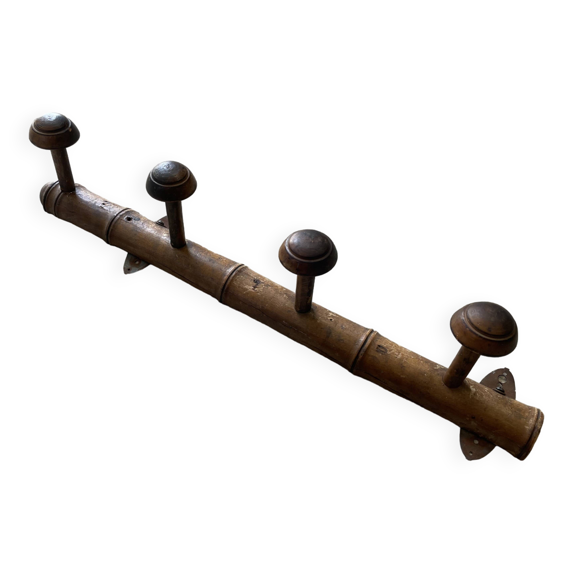 Old wooden wall coat rack