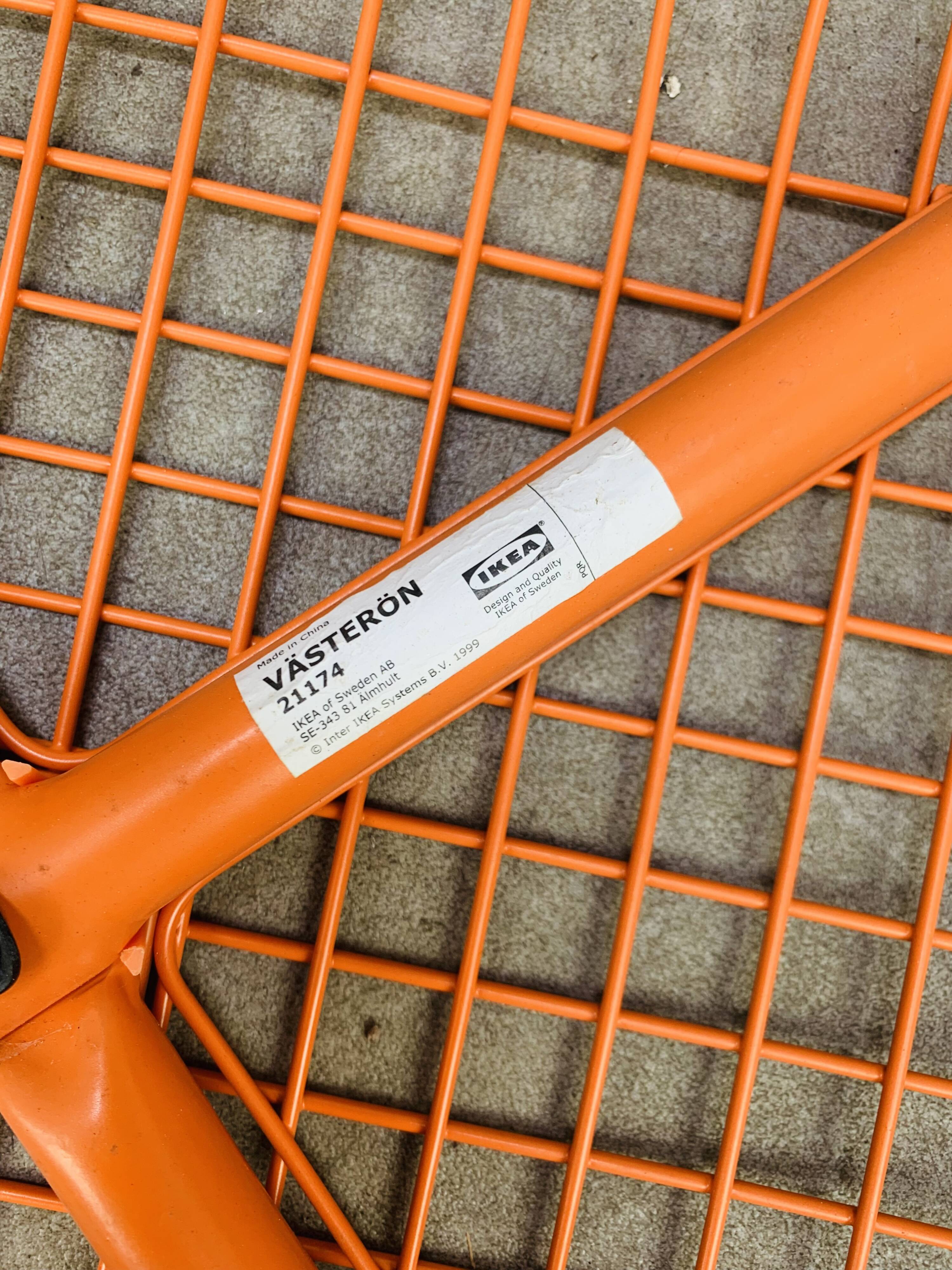 Vintage Ikea Vasteron stool, orange steel wire, 1990s