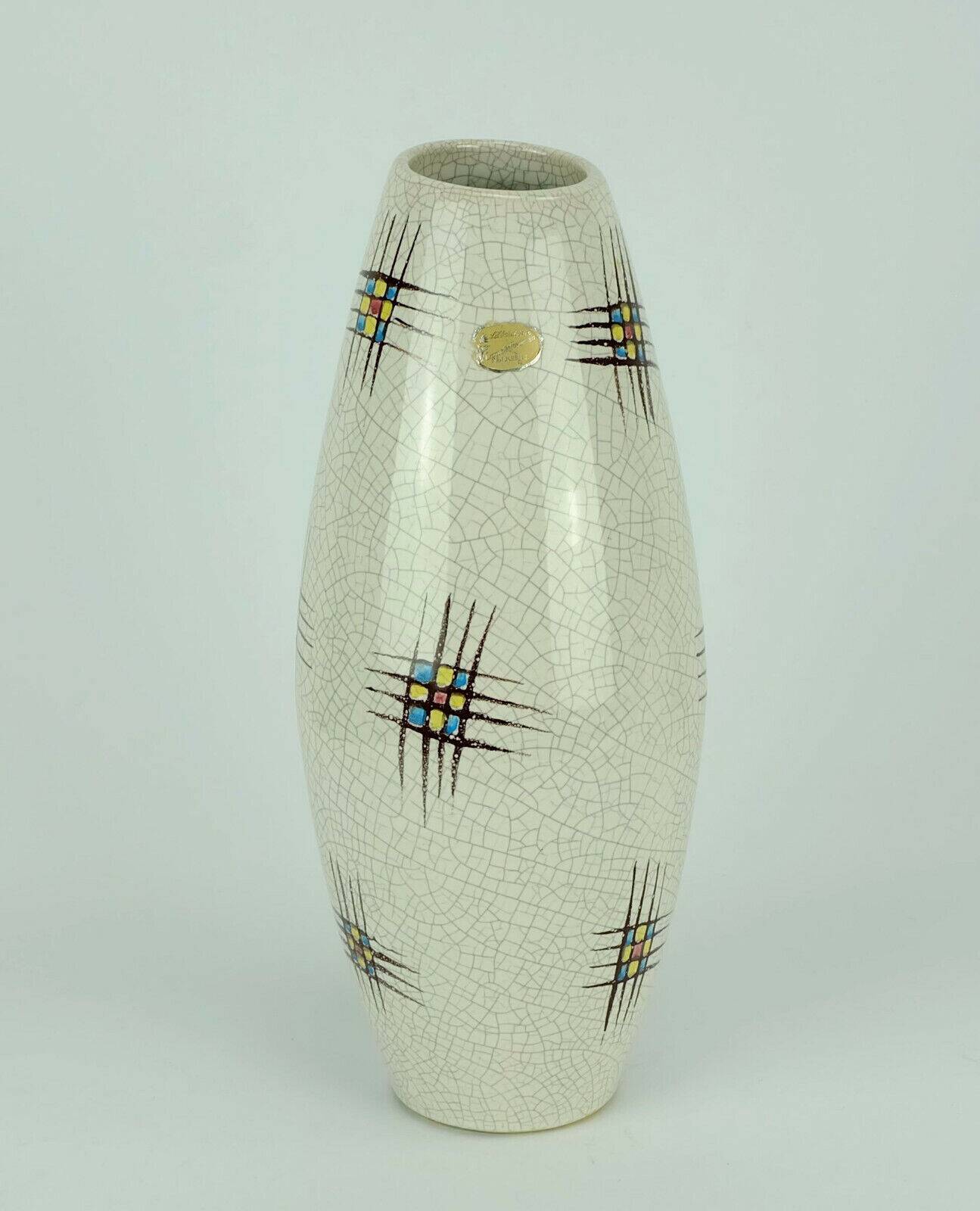 Ceramic vase silberdistel abstract decor craquelé glaze 125/30