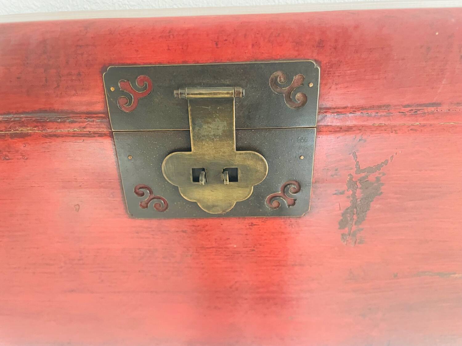 19th century red lacquered Chinese trunk