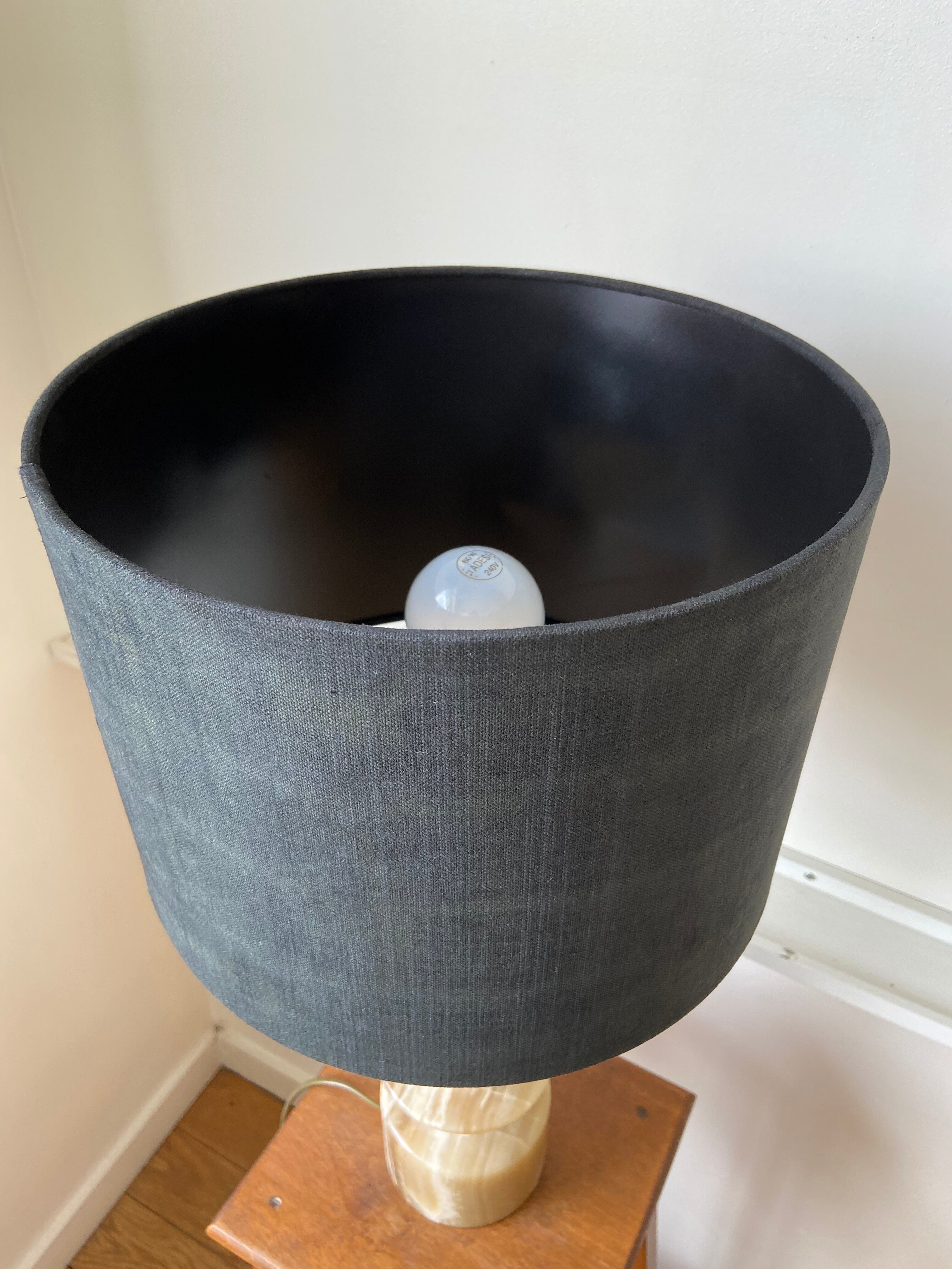 Stone and black cotton table lamp