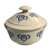 Candy pot covered sugar pot ceramic blue decorations enamelled sandstone
